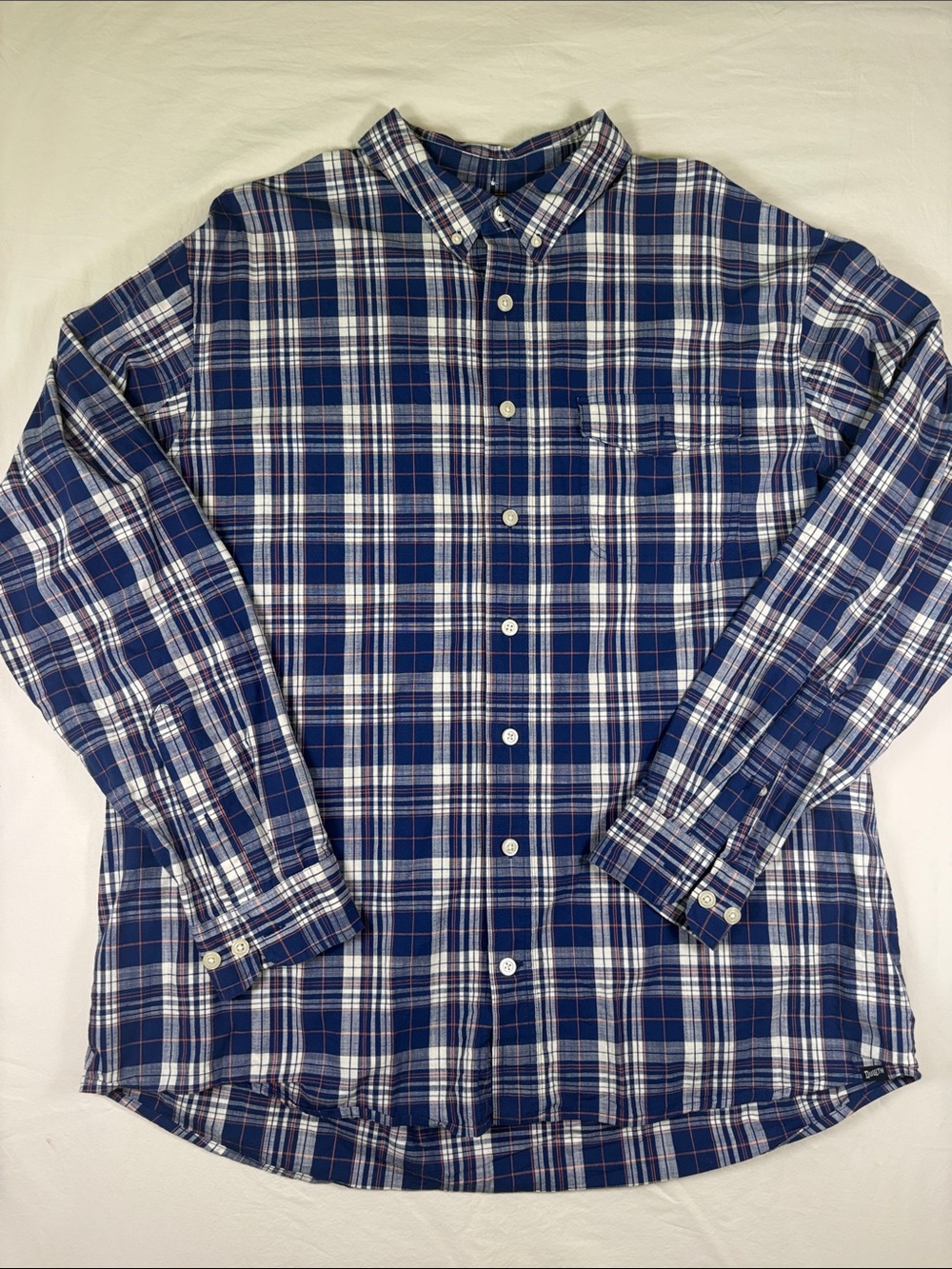 Duluth Trading Co Blue and White Plaid Button-Down Shirt